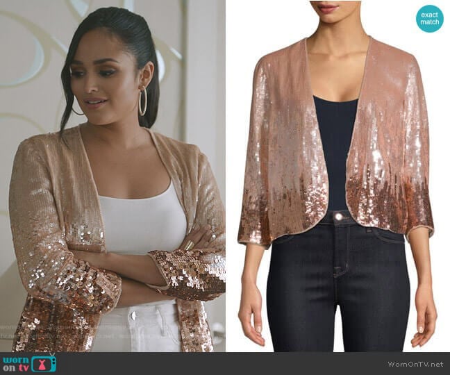 Carolina’s sequin ombre jacket on Grand Hotel