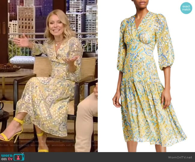 Aceline Dress by Shoshanna worn by Kelly Ripa on Live with Kelly and Mark