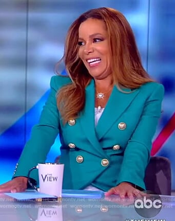 Sunny’s teal double breasted blazer on The View