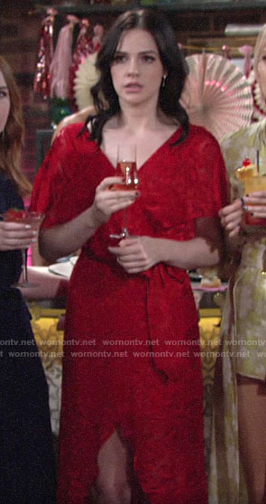 WornOnTV: Tessa’s red dress at Lola’s bridal shower on The Young and ...