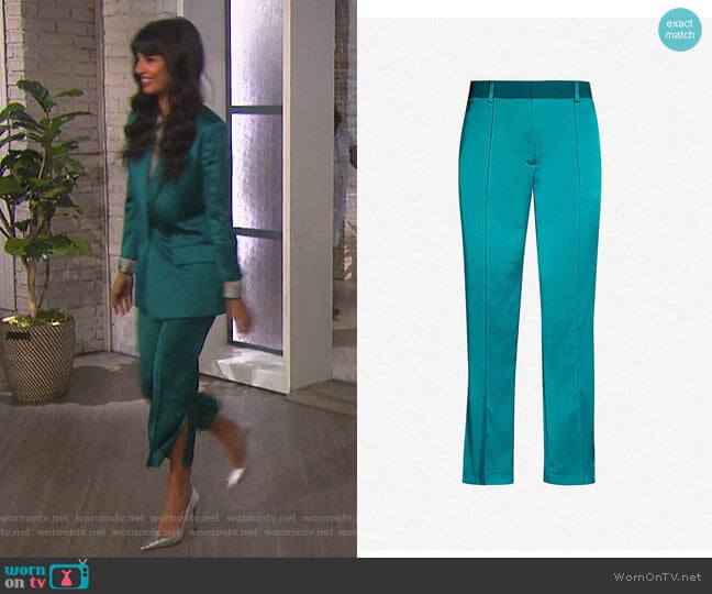 High-Rise Slit-Detail Satin Trousers by The Kooples by Jameela Jamil on The Talk