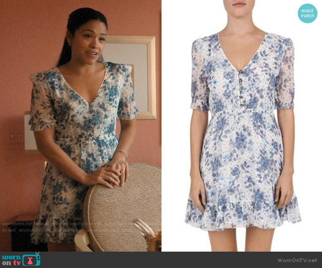 The Kooples Jazz Floral Silk Dress worn by Jane Villanueva (Gina Rodriguez) on Jane the Virgin