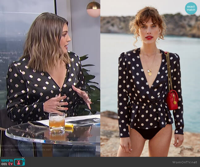 Polka Dot Top by The Kooples worn by Carissa Loethen Culiner on E! News