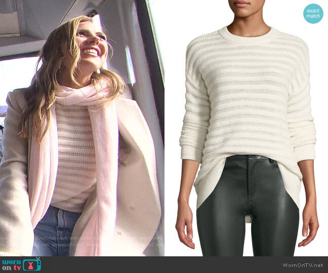 Novelty-Stripe Cashmere Pullover Sweater by Theory worn by Hannah Brown on The Bachelorette