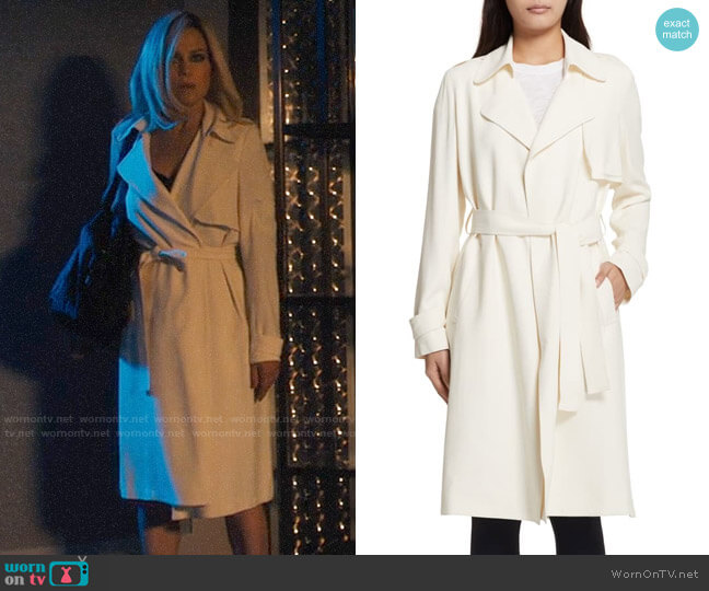 Theory Oaklane Rosina Crepe Trench Coat worn by Daisy Kowalski (Carla Gugino) on Jett