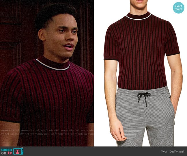 Topman Short Sleeve Sweater worn by Xander Avant (Adain Bradley) on The Bold and the Beautiful