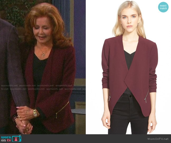 Trouve Open Front Zip Pocket Blazer worn by Maggie Horton (Suzanne Rogers) on Days of our Lives