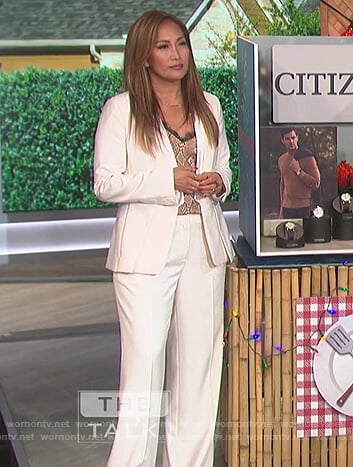 Carrie’s snake skin cami and suit on The Talk