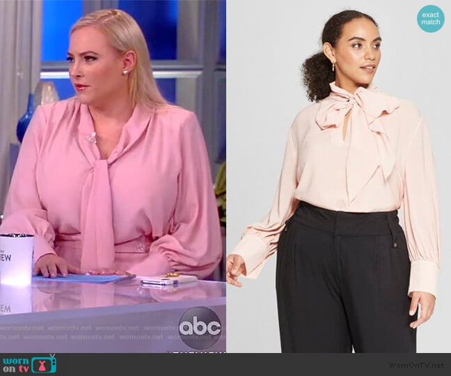 Long Sleeve Tie Neck Drapey Blouse by Who What Wear at Target worn by Meghan McCain on The View