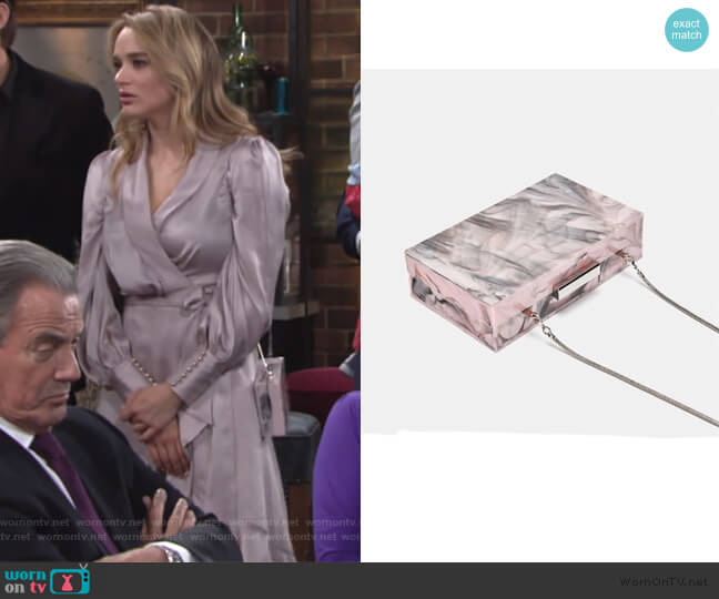 Marble Box Clutch by Zara worn by Summer Newman (Hunter King) on The Young and the Restless