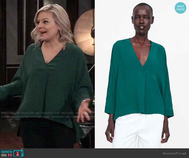 Zara Oversized Blouse worn by Maxie Jones (Kirsten Storms) on General Hospital