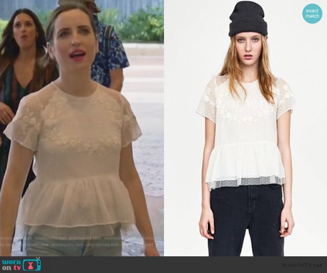 Lace Top by Zara worn by Jennifer Short (Zoe Lister-Jones) on Life in Pieces