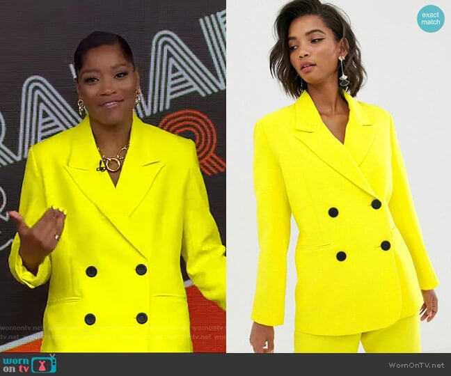 Double Breasted Mansy Jacket by Asos worn by Keke Palmer on Good Morning America