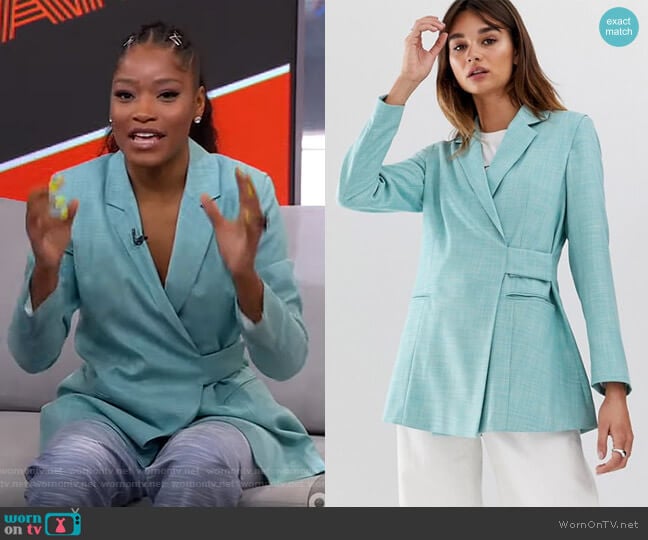 Tab Detail Textured Suit Jacket by Asos White worn by Keke Palmer on Good Morning America