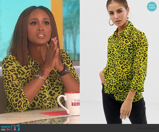 Sheer Shirt in neon Leopard Print by ASOS worn by Eve on The Talk