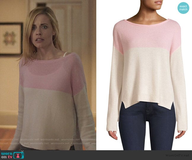 Cashmere Colorblocked Sweater by ATM Anthony Thomas Melillo worn by Kelly Anne Van Awken (Molly Burnett) on Queen of the South