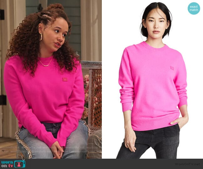 WornOnTV: Jade’s pink face sweater on Family Reunion | Talia Jackson ...