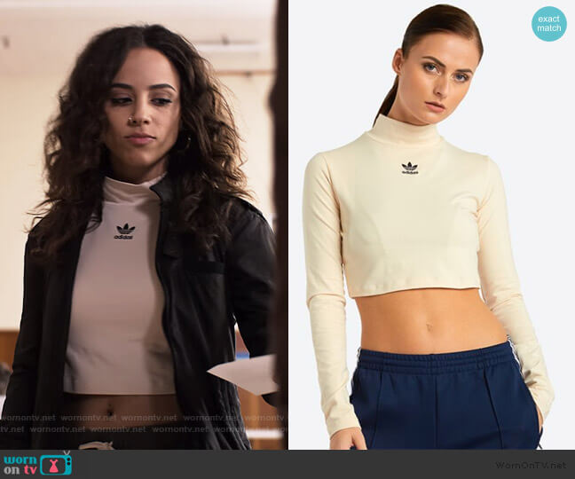 Long Sleeve Styling Complements Crop Top by Adidas worn by Moe Truax (Kiana Madeira) on Trinkets