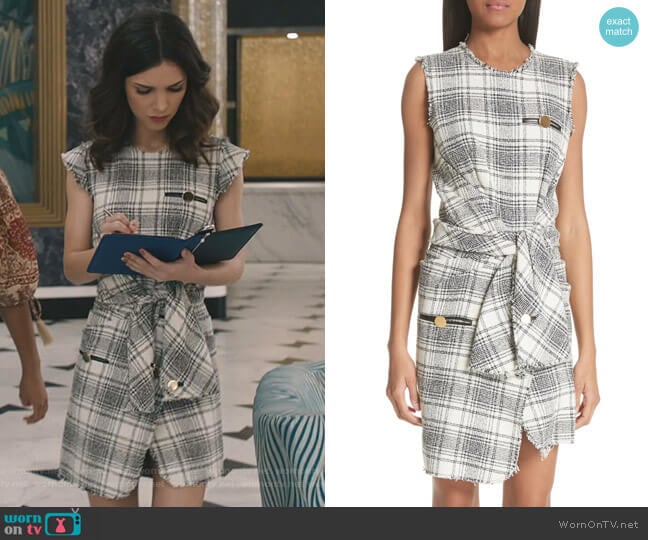 Tie Waist Tweed Dress by Alexander Wang worn by Alicia Mendoza (Denyse Tontz) on Grand Hotel