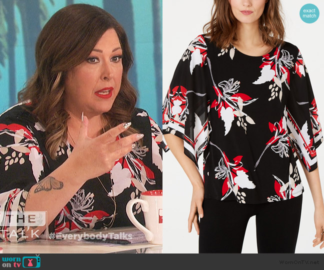 Printed Poncho-Sleeve Top by Alfani worn by Carnie Wilson on The Talk