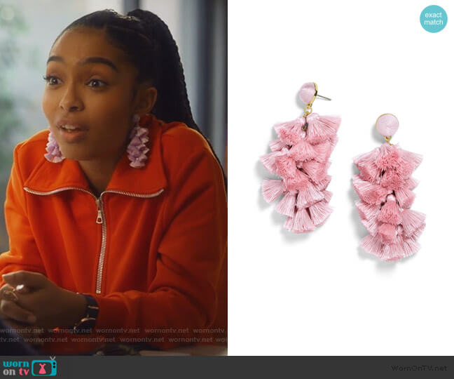 Contessa Tassel Earrings by Baublebar worn by Zoey Johnson (Yara Shahidi) on Grown-ish