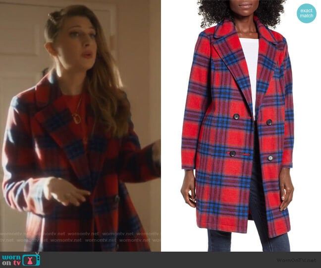 Plaid Double Breasted Coat by BP worn by Nomi Segal (Emily Arlook) on Grown-ish