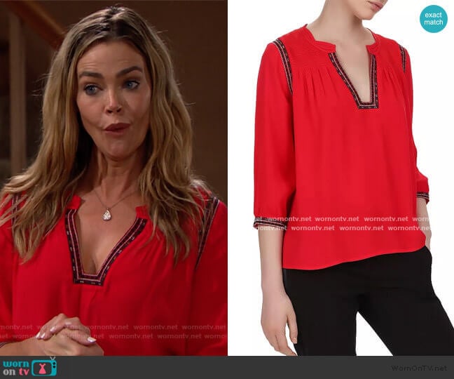 ba&sh Cime Embroidered Top worn by Shauna Fulton (Denise Richards) on The Bold and the Beautiful