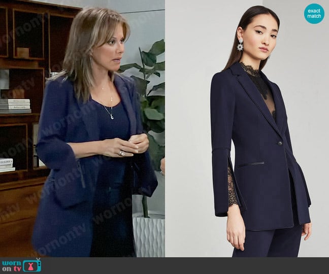 Bcbgmaxazria Pleather-Trimmed Blazer worn by Alexis Davis (Nancy Lee Grahn) on General Hospital