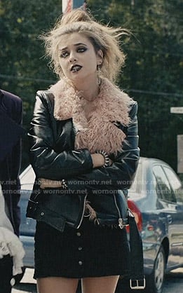 Beth's black jacket with pink fur collar on Scream