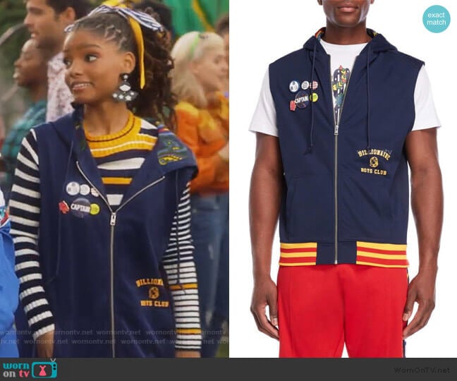 6th Man Hooded Zip Tricot Vest by Billionaire Boys Club worn by Skylar Forster (Halle Bailey) on Grown-ish