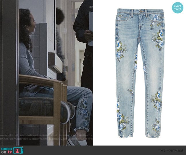 Liv’s floral embroidered jeans on Scream