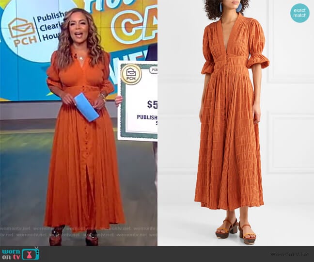 Willow shirred cotton-blend maxi dress by Cult Gaia worn by Sunny Hostin on The View