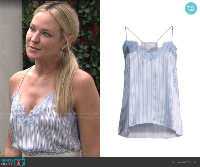 Cami NYC Stripe Racer Camisole worn by Sharon Newman (Sharon Case) on The Young and the Restless