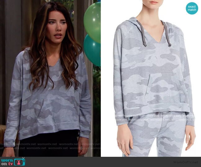 Vintage Havana Camo Terry Hooded Sweatshirt worn by Steffy Forrester (Jacqueline MacInnes Wood) on The Bold and the Beautiful