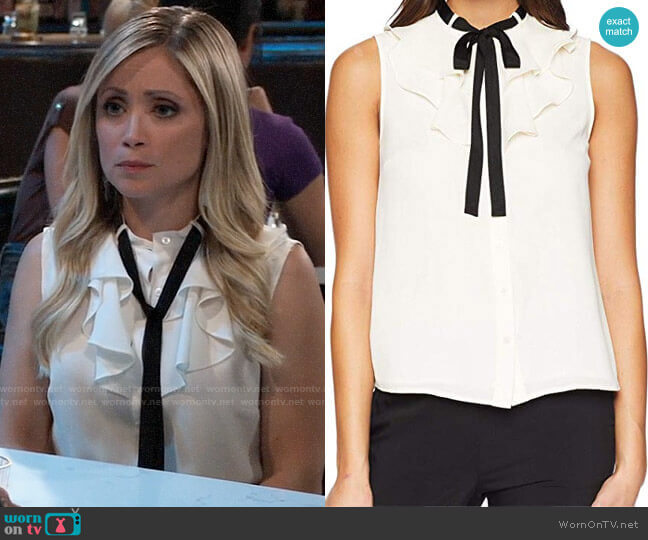 Cece Sleeveless Ruffled Top with Tie worn by Lulu Spencer Falconeri (Emme Rylan) on General Hospital