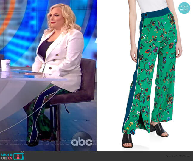 Floral-Print Track Pant with Side-Snap Detail by Derek Lam 10 Crosby worn by Meghan McCain on The View