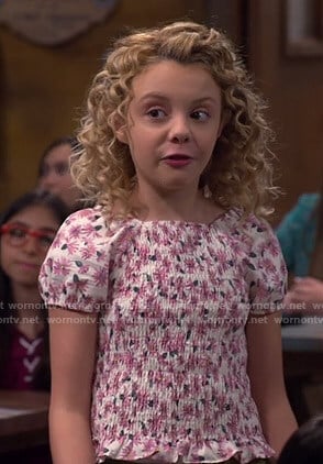 Destiny's white floral smocked top on Bunkd