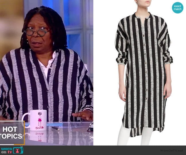 Plus Size Half Herringbone Button-Front Long Tunic by Dubgee by Whoopi worn by Whoopi Goldberg on The View