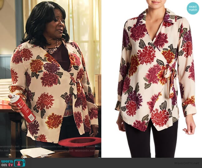 Floral Wrap Blouse by Emelia worn by MDear (Loretta Devine) on Family Reunion