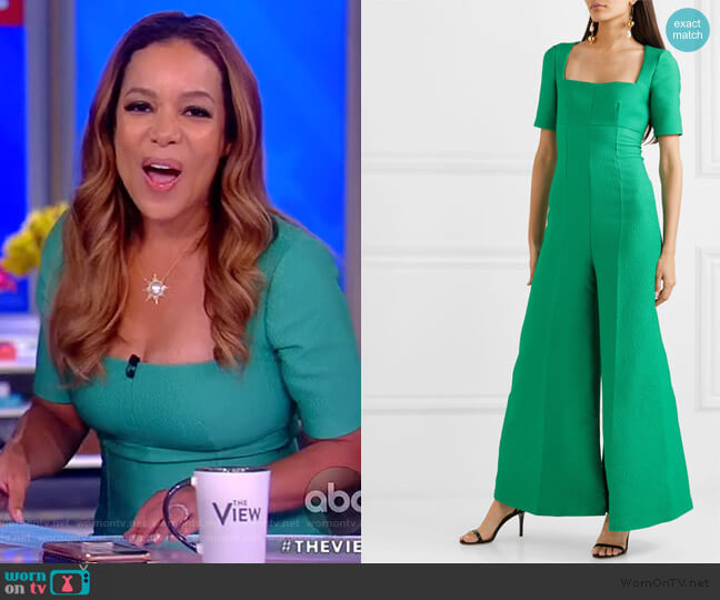 Cloqué jumpsuit by Emilia Wickstead worn by Sunny Hostin on The View