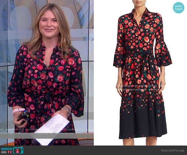 WornOnTV: Jenna’s black floral shirtdress on Today | Jenna Bush Hager ...