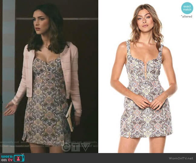 Brocade Tapestry Mini Dress by For Love & Lemons worn by Alicia Mendoza (Denyse Tontz) on Grand Hotel