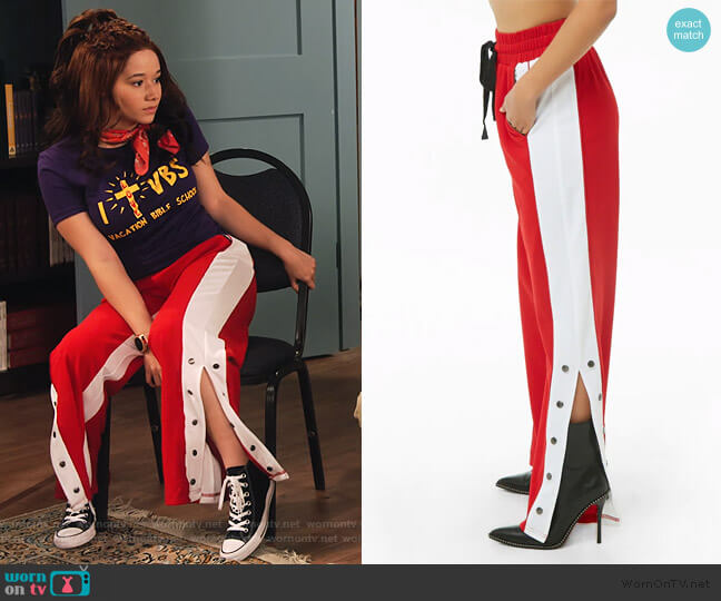  Colorblock Snap-Button Drawstring Pants by Forever 21 worn by Jade (Talia Jackson) on Family Reunion