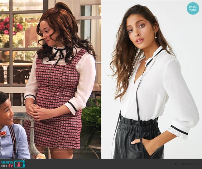 Pleated Neck-Tie Top by Forever 21 worn by Jade (Talia Jackson) on Family Reunion