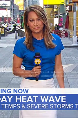 Ginger’s blue top and white skirt on Good Morning America