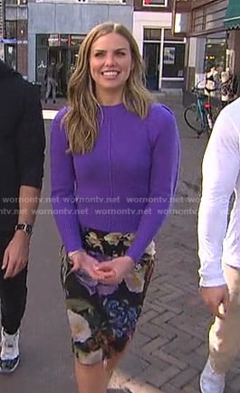 Hannah's purple sweater and floral skirt on The Bachelorette