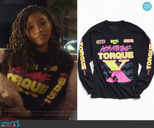 Torque Sleeve Tee by Heat Streat worn by Skylar Forster (Halle Bailey) on Grown-ish