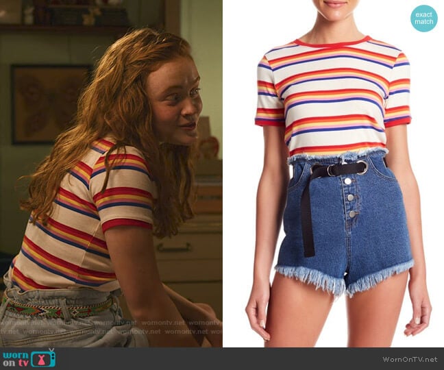 Striped Ringer Tee by Honey Punch worn by Max (Sadie Sink) on Stranger Things