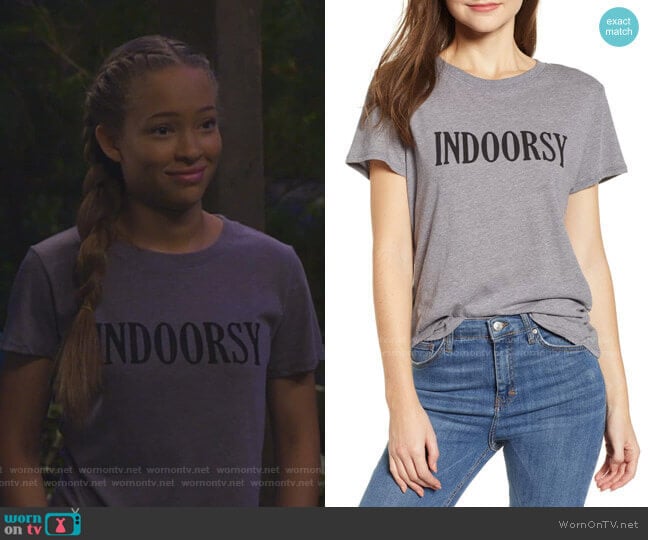 Sub_Urban Riot Indoorsy Graphic Tee worn by Ava (Shelby Simmons) on Bunkd