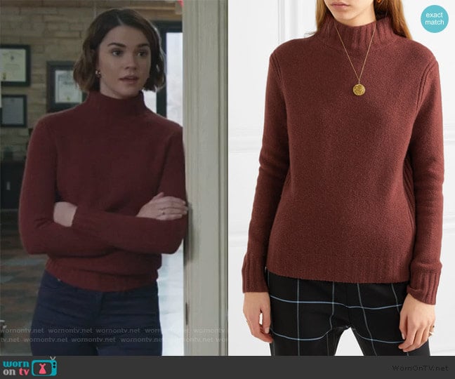 Isabel knitted turtleneck sweater by J. Crew worn by Callie Foster (Maia Mitchell) on Good Trouble